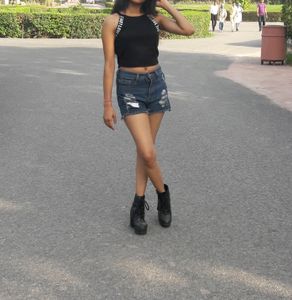 Shein Black Love Crop Top