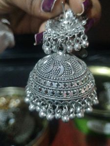 Silver Jhumka Earrings