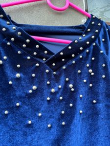 Blue Velvet Beaded Top