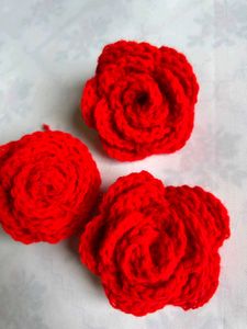 Red Crochet Rose Appliques (3)