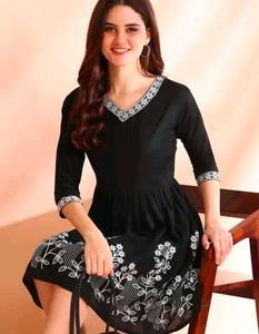 Elegant Black Floral Print Dress  S TO Xxl size av