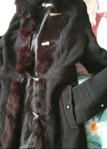 BRAND NEW Fancy Long Overcoat attached fur cap