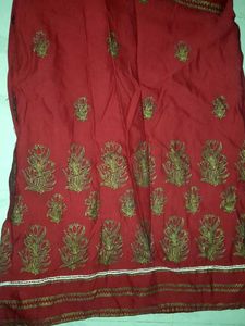 Red Embroidered Kurti Top