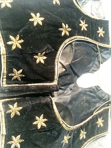 Embroidered Velvet Blouse