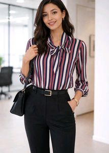 🆕️ Max Striped Tie Neck Top