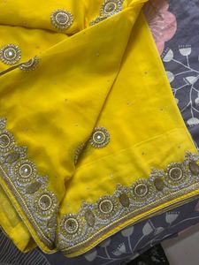 elegant diamond work saree with blouse