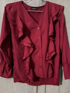 Ruffled Maroon Top