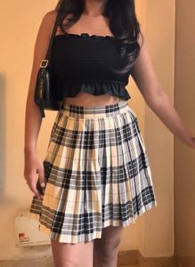 Pleated Plaid Skirt