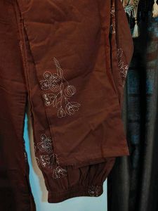 Elegant Brown Kurta Pant Set Size-2XL