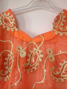 Orange Embroidered Kurti with salwar dupatta