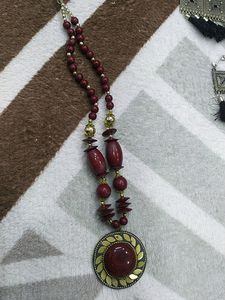 Brown And Mahroon Color Combination Necklace