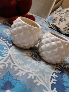White Ceramic Pineapple Planters (Set of 2)