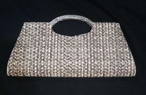 Woven Clutch with Metal Handle