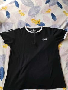 Black T-shirt with White Trim - Contrast