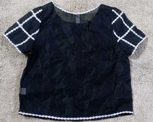 OU Black &amp; White Grid Top