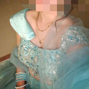 Blue Embroidered Stitched Lehenga Choli🩵