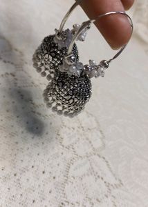 Silver Jhumka Hoop Earrings