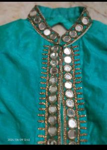 Teal Embellished Kurta