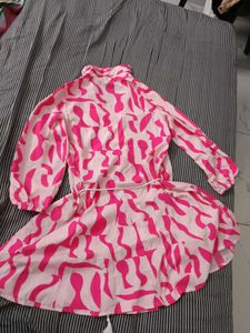Pink Patterned Mini Dress