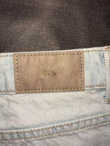 Zara Distressed Denim Mini Skirt