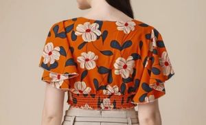 Casual Flared Sleeves Printed Women Multicolor Top