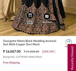 New Semi~Stitched Black Georgette Anarkali Suit✨