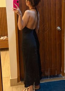 Black Halter Midi Dress