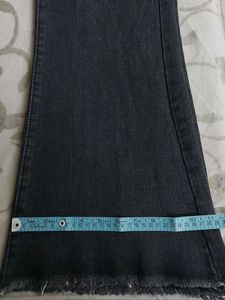 URBANIC HEAVY DISTRESSED BOOTCUT BLACK JEANS