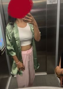 Sage Green Satin Button-Down