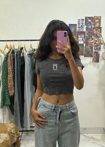 H&amp;M Grey Crop Top New