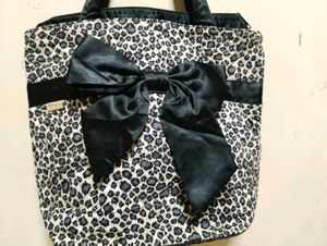 Leopard Print Tote Bag with Bow