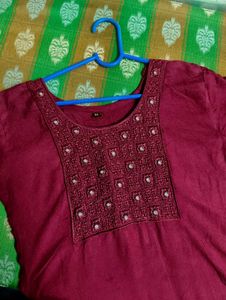 Maroon Embellished Kurti