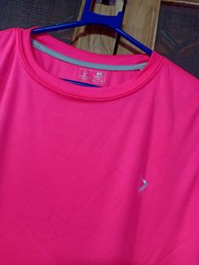Pink fluorescent T-shirt (Size : M)