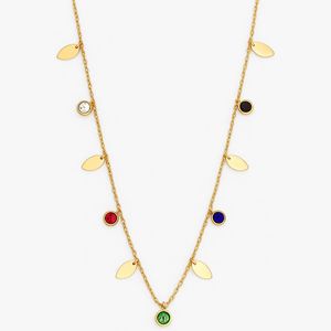 Rainbow Charm Leaf Necklace