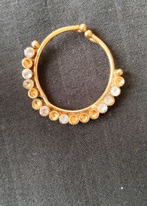 Gold Nose Ring with Crystals