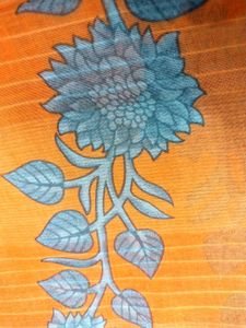 Orange Floral Pure Cotton Saree