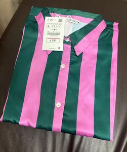 Zara Striped Satin Button-Up