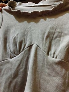 Tan Cropped Ruffle Top