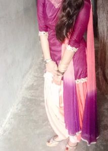 Purple And Coral Punjabi Suit