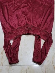Vintage Burgundy Lace Trim Slip nighty