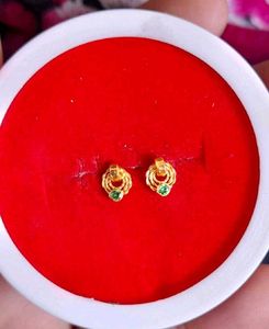 Green Stone Earrings Studs