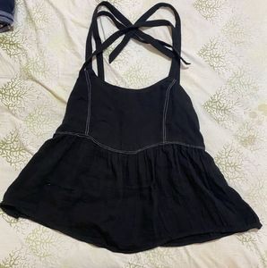 Black Tie-Strap Tank Top