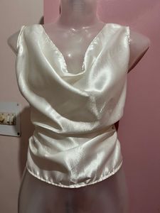 Cowl neck satin office wear top
