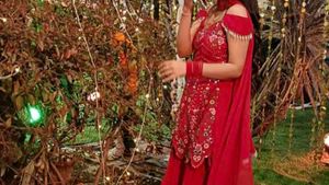 Elegant Red Embroidered top ( only upper wear)