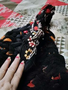Unique Black &amp; Orange Embellished Textile