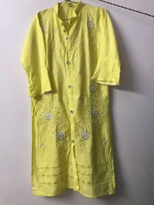 Unused Yellow Embroidered Kurta with dupatta