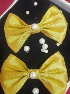 YELLOW GOLDEN HAIR BOW set Of 2