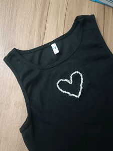 Tank Top :Heart Embroidered