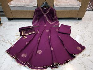 Wine Colour Designer Gown