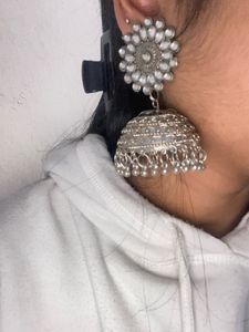 Silver Jhumka Earrings